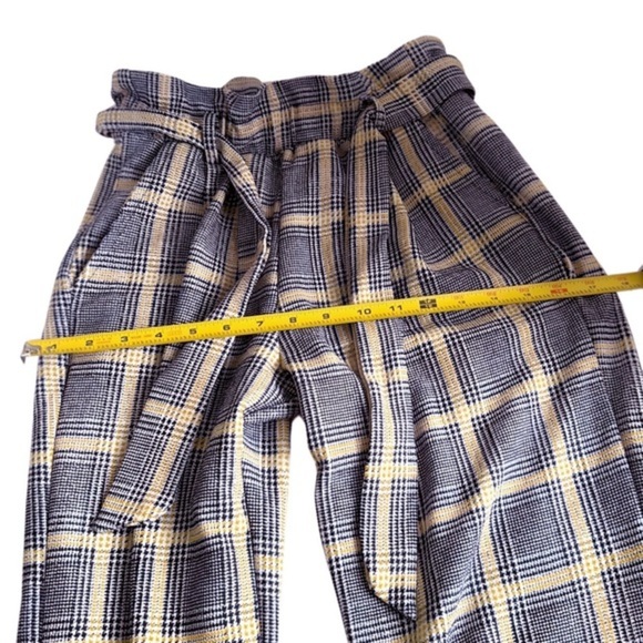 Women's HOT KISS Elastic Waist Casual Pants in Black, White, & Gold Plaid - Sm - Picture 9 of 9